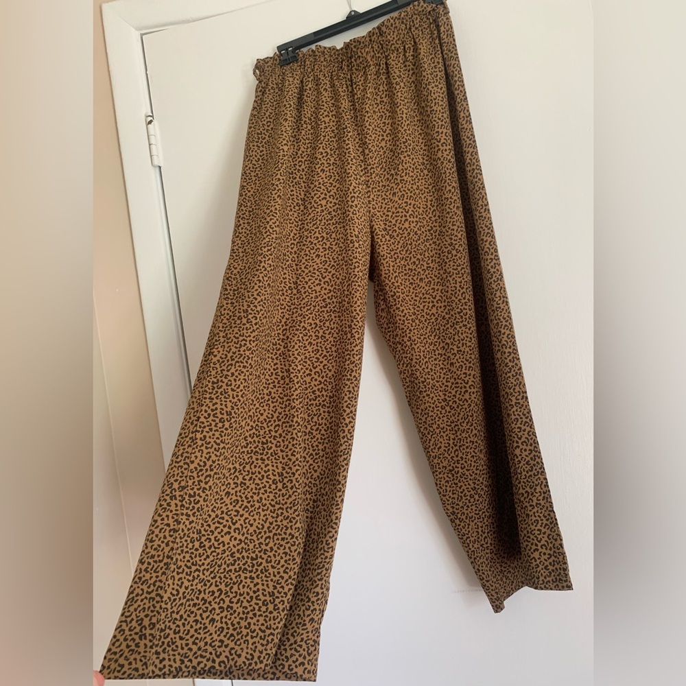 SHEIN Leopard Print Wide-Leg Pants
